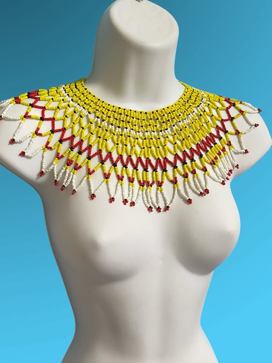 Artisan Jewelry - Ethnic Hand Woven Beaded Collar Necklace Hippie Tribal Bohemian 15”-17.5”